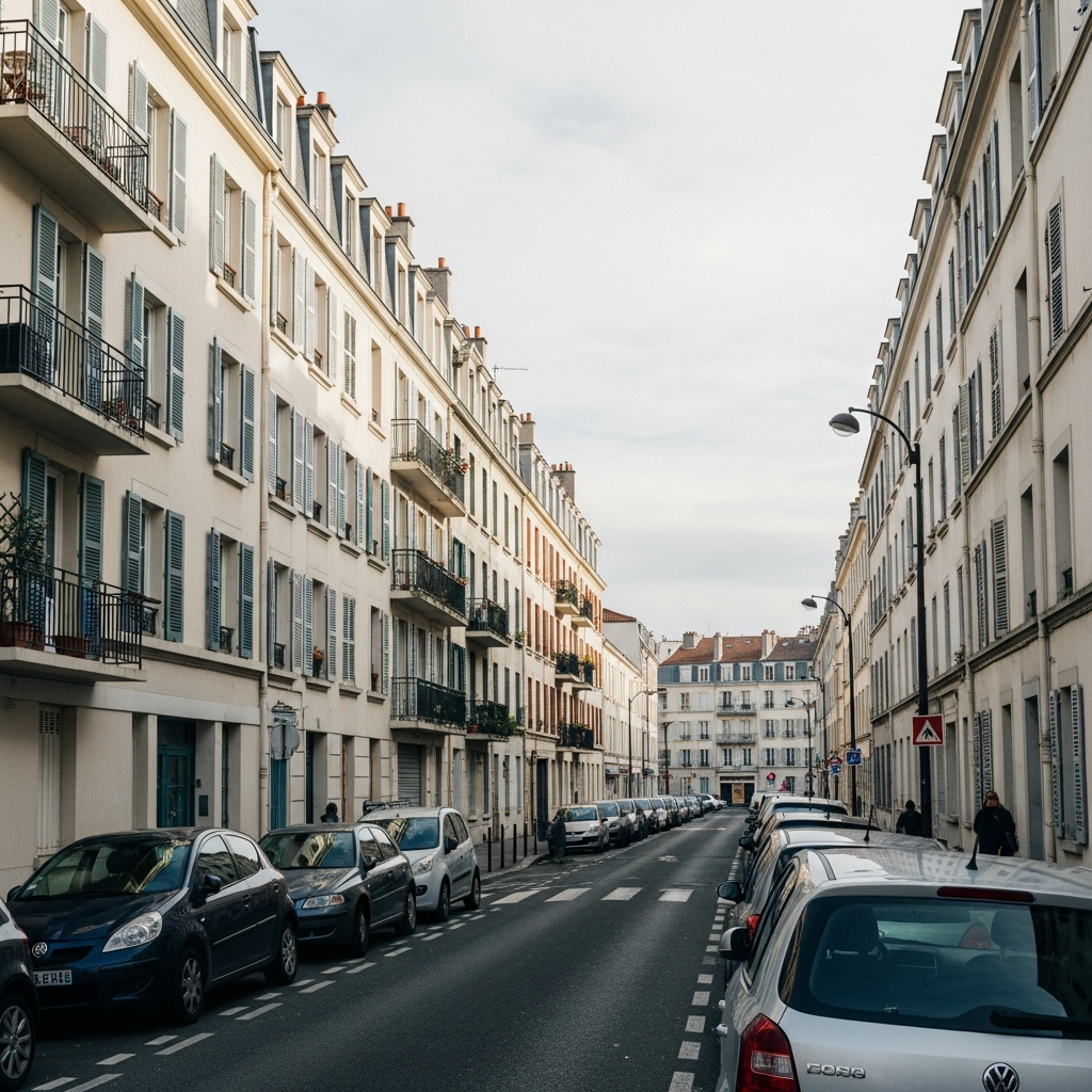 Vue de l'immobilier à Montreuil près de la station de métro Porte de Montreuil