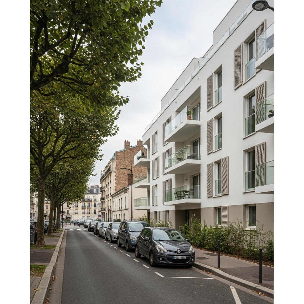 Vue d'un appartement moderne dans le centre-ville de Montreuil