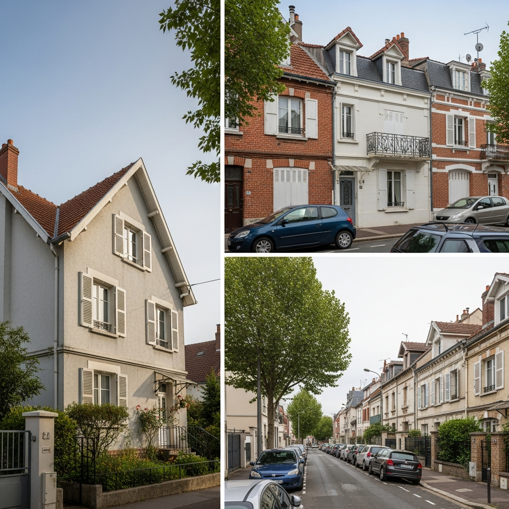 Vue des pavillons dans le quartier La Boissière à Montreuil