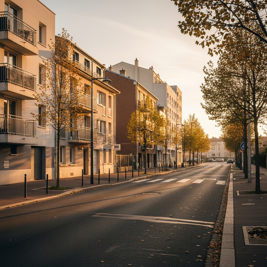 Vue de Montreuil avec ses espaces verts et bâtiments résidentiels, illustrant la qualité de vie