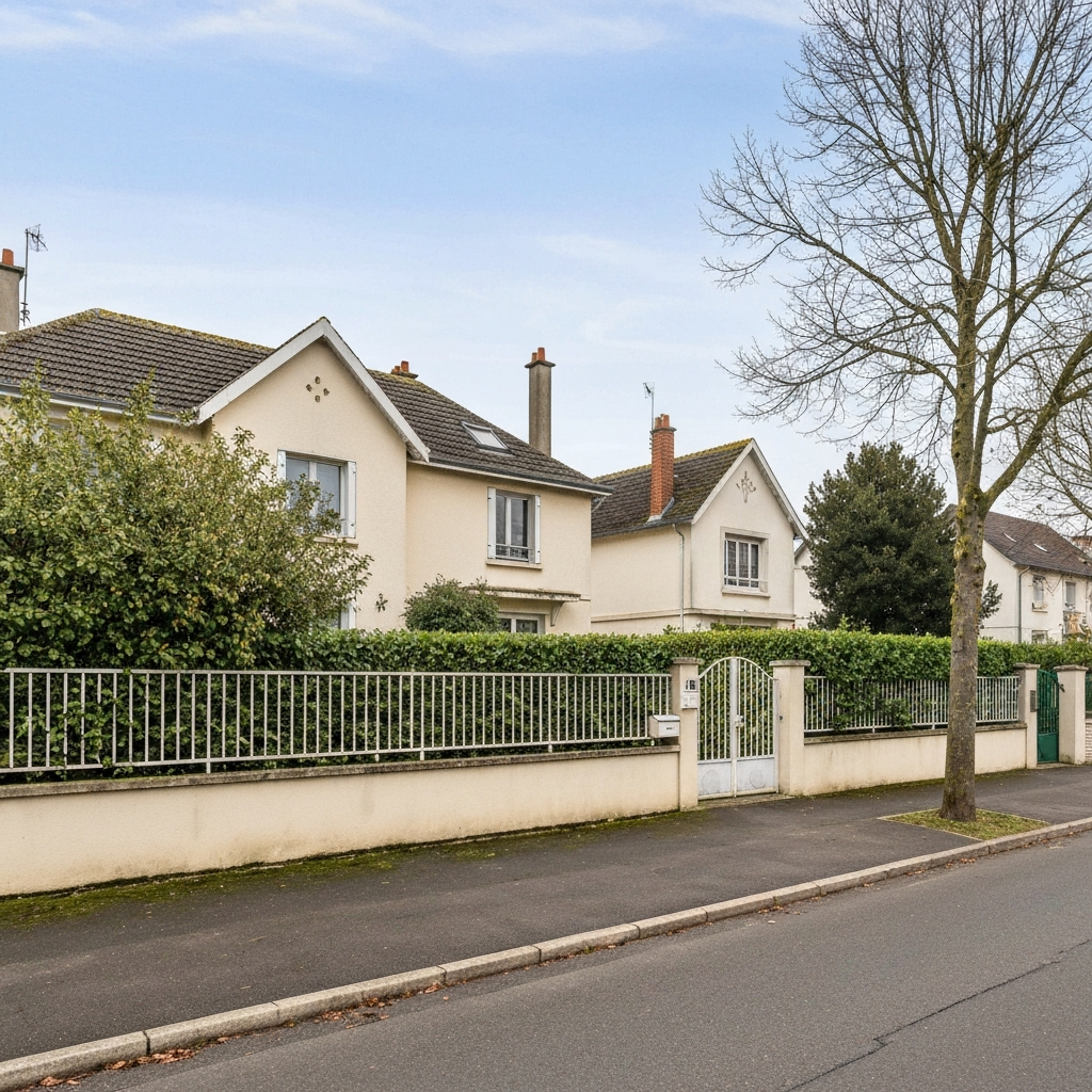 Vue aérienne des immeubles et maisons à Bas-Montreuil