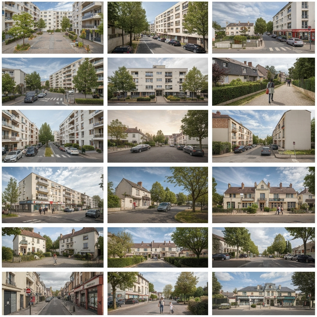 Vue du centre-ville de Montreuil avec commerces et services