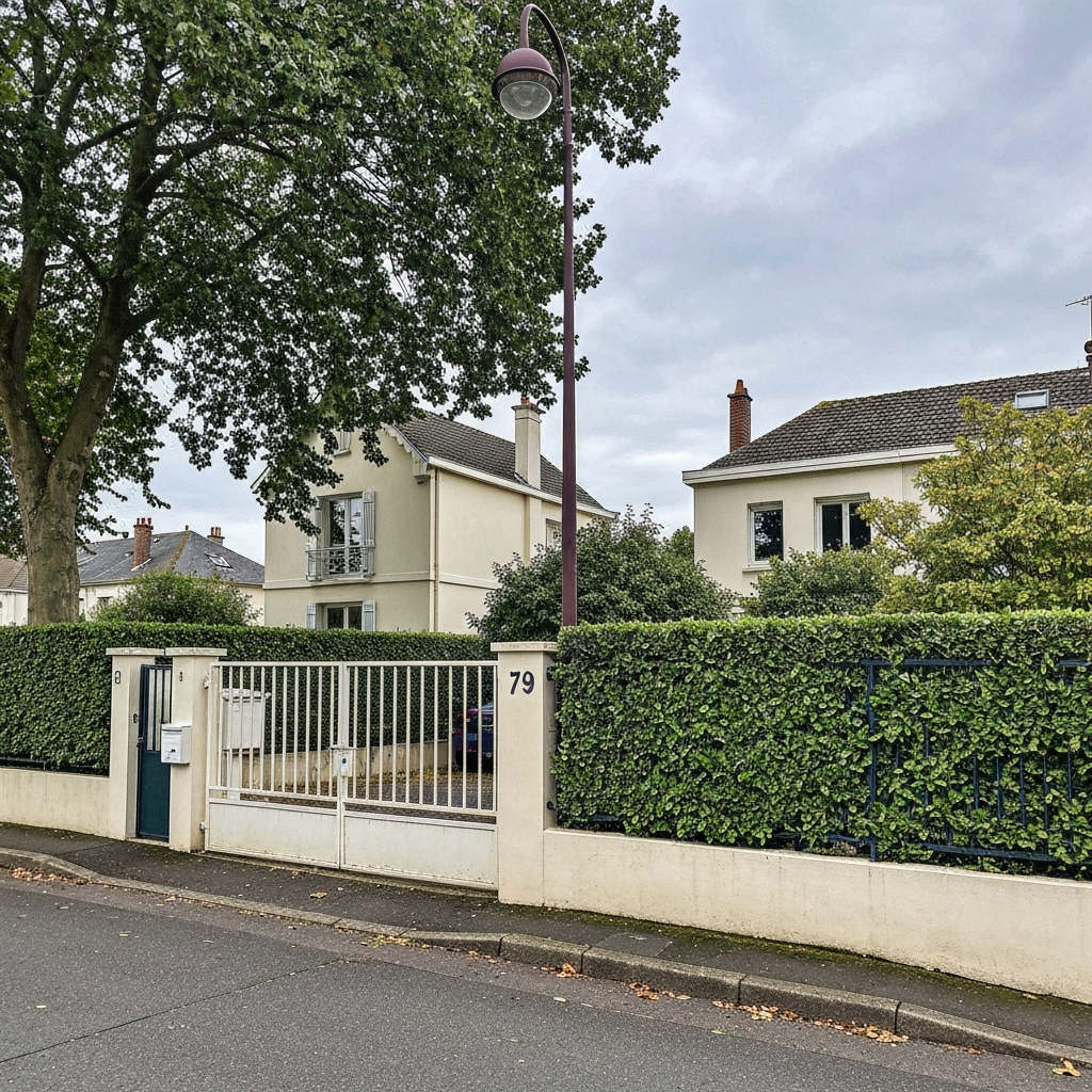 Vue de la maison à Villiers Barbusse, Montreuil avec un jardin
