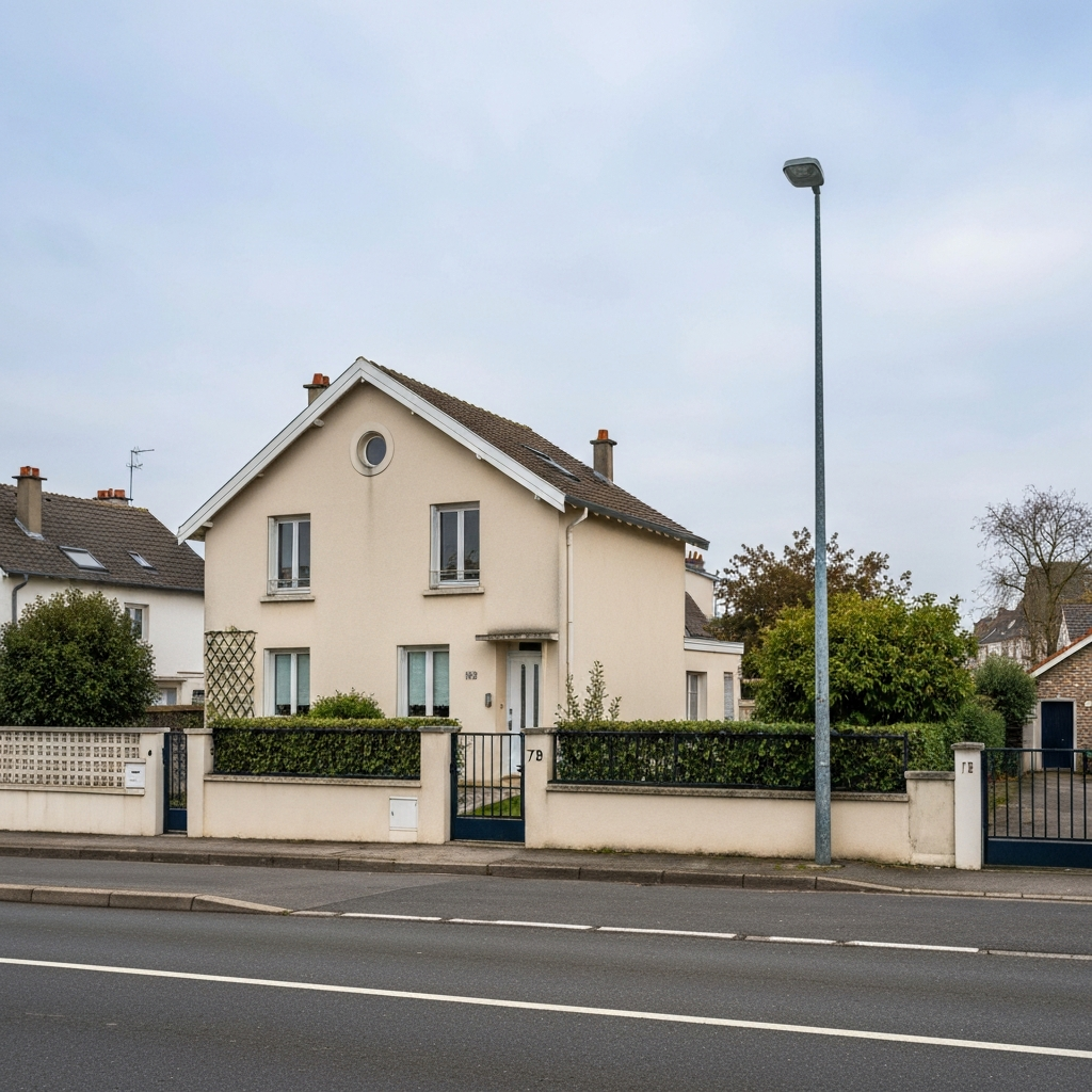 Vue d'une maison dans le secteur calme de Haut Montreuil